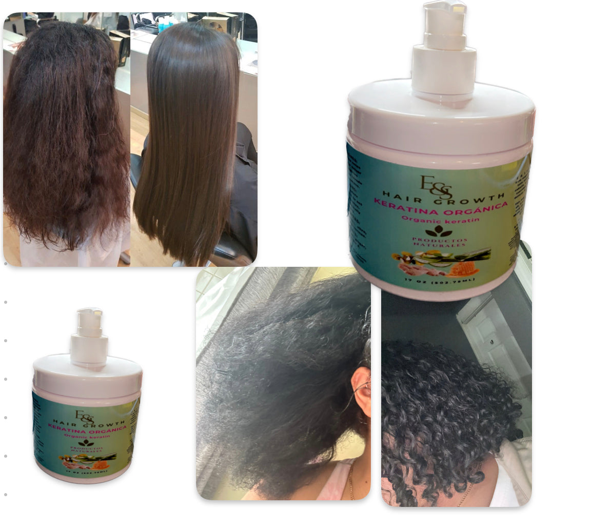 Keratina orgánica hidratar y restaurar el cabello ideal para cabello lacio y rizado/Organic Keratin moisturize and restore hair ideal for straight and curly hair